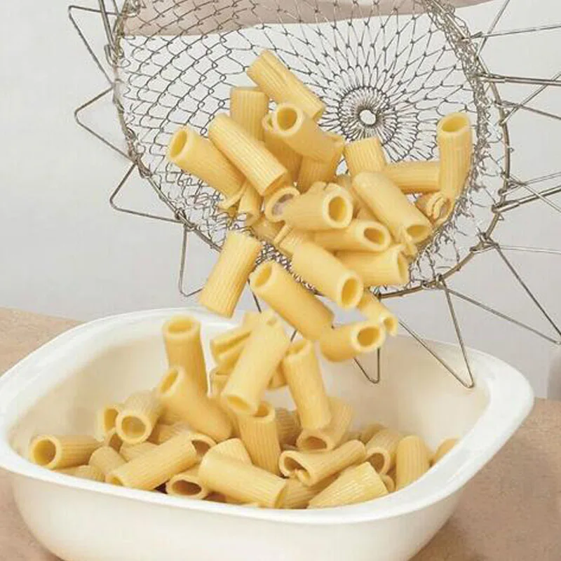 

Kitchen Washing Basket Colander Net folding Tools Stretchable Chef Basket Strainer wash Vegetables Hold Fruits Fry Foods Filter