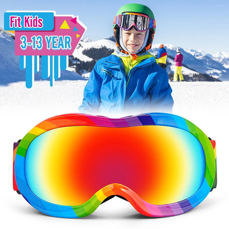 

Professional 3-13 Years Kids Skiing Glasses Winter Children Snowboard Goggles Boys Girls Ski Goggles Eyewear Anti-fog Snow Glass