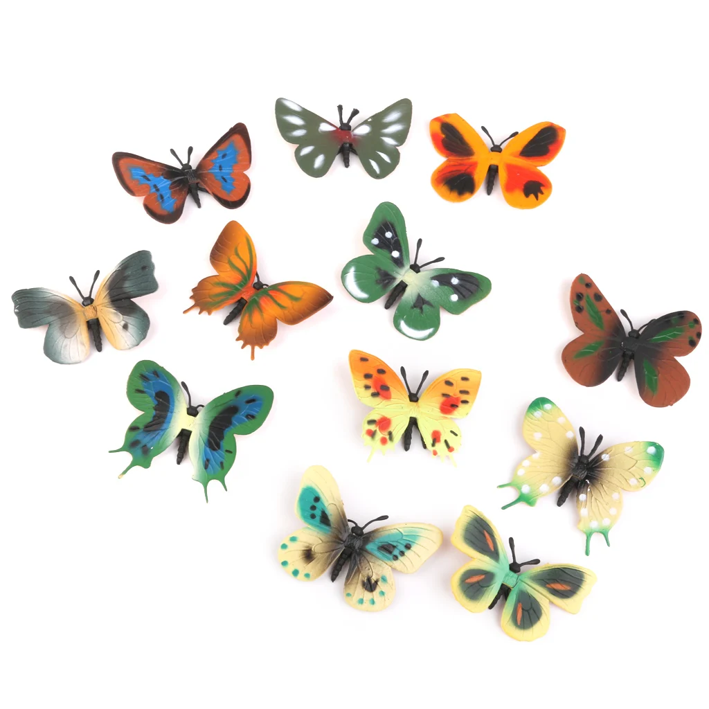 New Arrivals 12PCS Plastic Small Butterfly Figures Simulation Moulds
