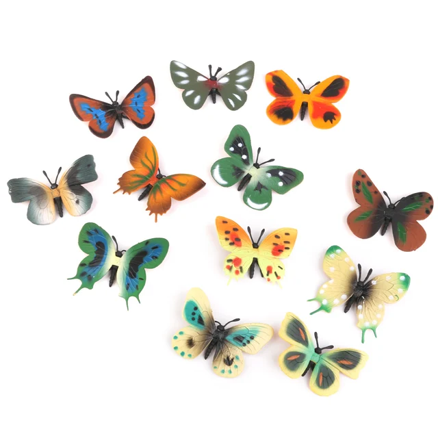 New Arrivals 12PCS Plastic Small Butterfly Figures Simulation Moulds