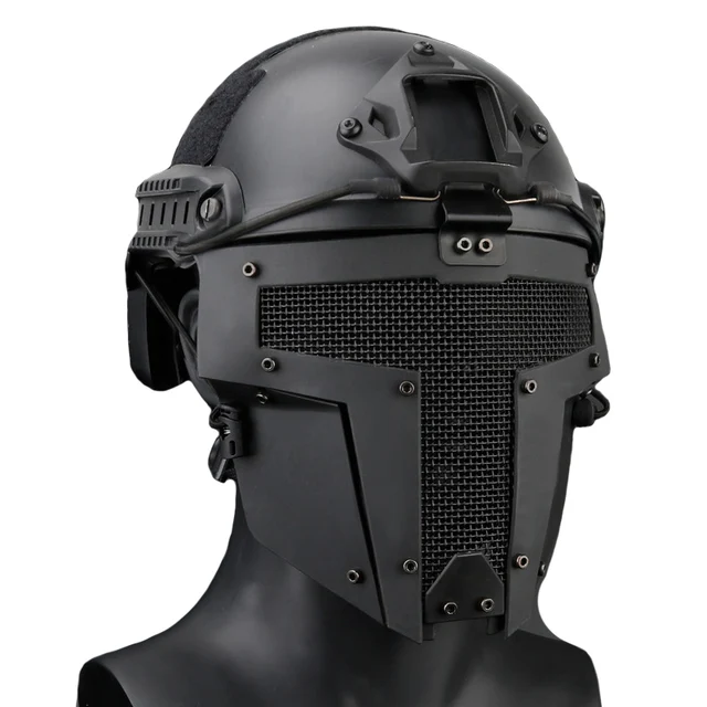TAK YIYING Airsoft Tactical Mesh Mask Full Face Steel Mask FAST Helmet