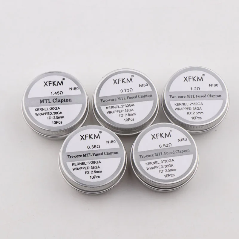Новая нагревательная проволока XFKM 10 шт./кор. NI80/A1/SS316L MTL Clapton готовые катушки для RDA