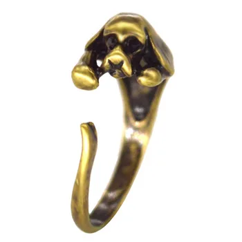 Kinitial 30Pcs Vintage Animal Bulldog Rings French Dog Encircle Retro Adjustable Mens Rings