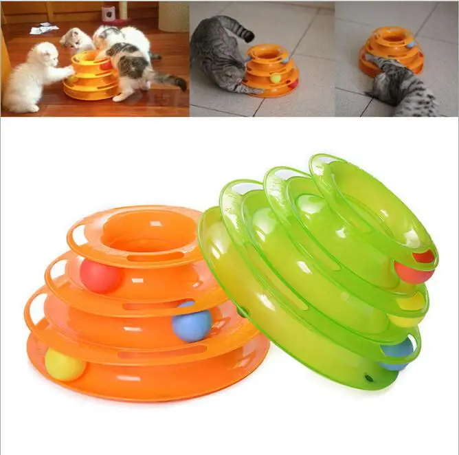 Pet Cat Toys Three Levels Tower Tracks Disc Toy For Cat Pet Cat