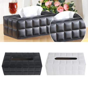 

Napkin Paper Cover Rectangle Case Room Kitchen Car PU Leather Tissue Box Holder Home Car Napkins Holder Home Organizer Decor-W1