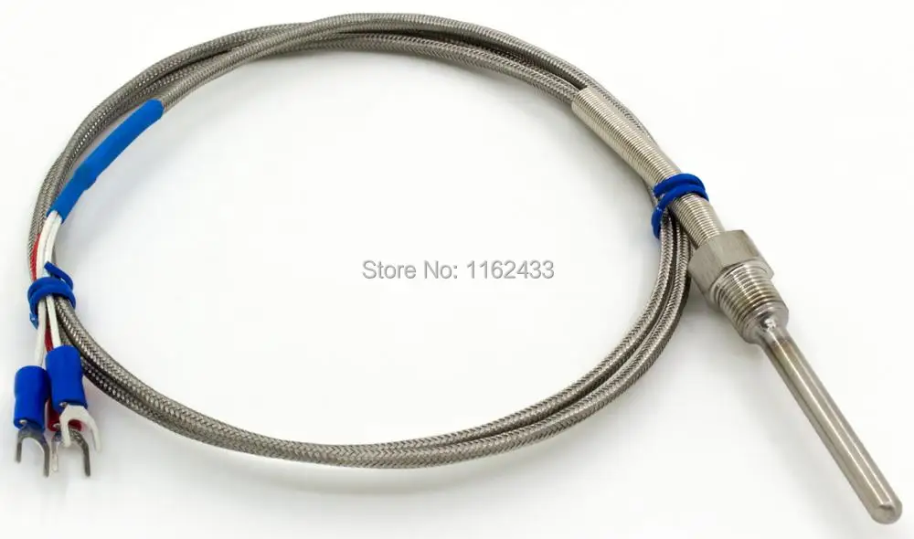 

FTARP09 PT100 type 1m metal braided cable 50mm probe head RTD temperature sensor 1/8 1/4 3/8 1/2 3/4 inch thread