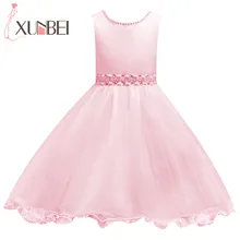 Милое Розовое Бальное Платье; Короткие Платья с цветочным узором для девочек; коллекция года; платья для первого причастия с жемчужинами для девочек; Пышное Платье