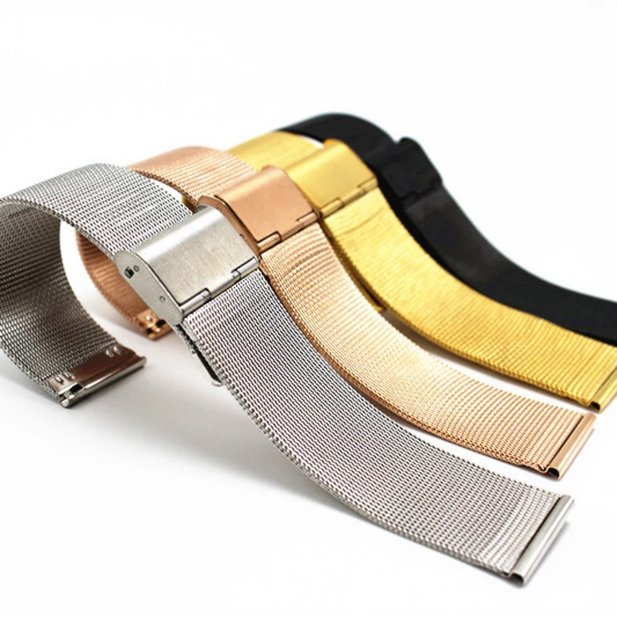 

ultra-thin Stainless Steel milan Mesh Strap Bracelets Watch Band 12 14 16mm 18mm 20mm 22mm 24mm Black Silver Gold Rose Gold