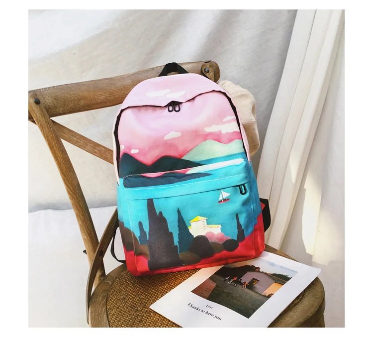Menghuo Fresh Canvas Backpack Women Landscape School Bags for Teenagers Girls New Backpack Travel Bag Rucksack Mochilas Knapsack_34_25