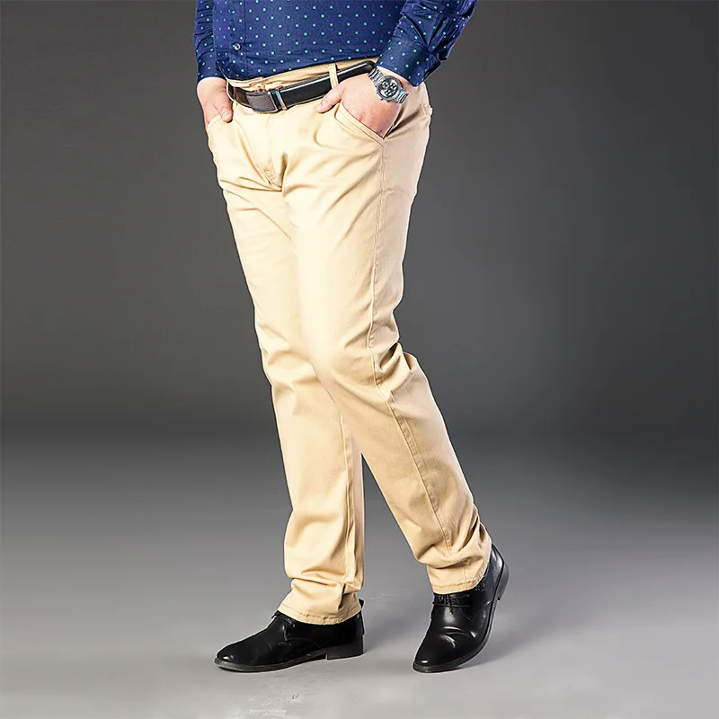 Мужские повседневные брюки больших размеров Новые однотонные брюки на весну и осень мужские деловые повседневные Черные Брюки размер 34-44 46