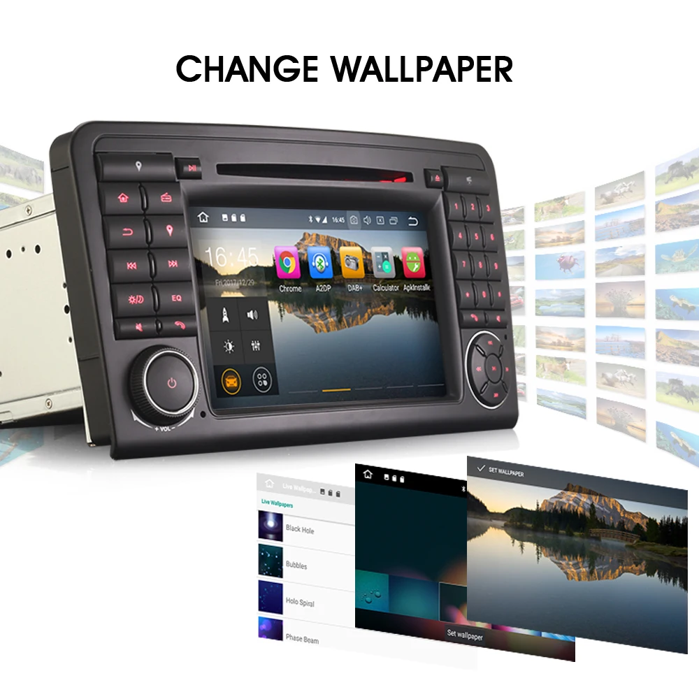 Perfect 7"Android 8.0 Head Unit GPS Navi Wifi MP3 Player DAB+ Radio DTV-IN Car DVD player for Mercedes Benz ML-Class W164 ML330 ML350 5