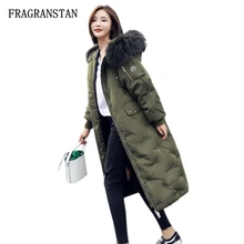 Новые модные женские туфли зимние натуральной меховой воротник Сгущает Теплый длинный пуховик одноцветное Цвет водонепроницаемые толстовки женские Vestidos LY110