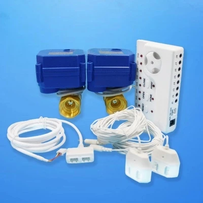 

Great Promotion High Quality Russia Ukrain Smart Home Water Leakage Sensor Alarm System w Double 1/2" Motorized Valve(DN15*2pc)