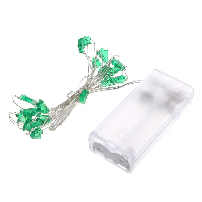 

2M String Lights Holiday Fairy Lights Romantic Lantern Battery Operated Green pine Pattern Decor For Garlan Christ