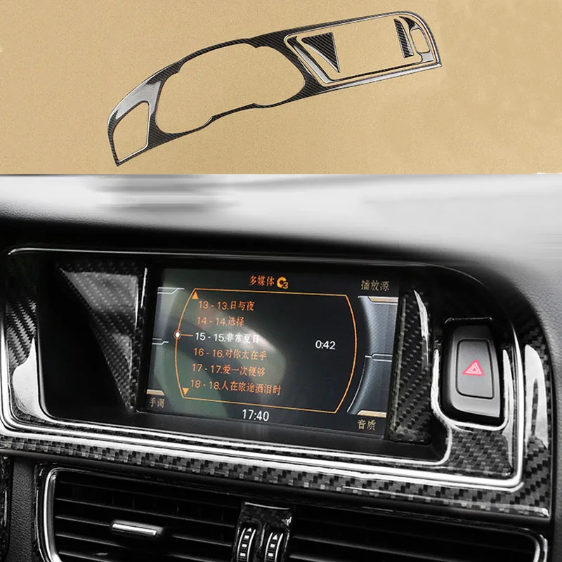 4 шт. углеродного волокна спереди gps навигатор кадров чехол накладка для Audi A4 B8 13-16