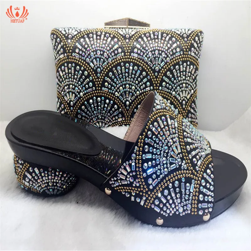 

2019 New Summe Ladies Italian Shoes and Bag Set Decorated with Rhinestone Woman Italian Shoes and Bags Set African Shoes and Bag