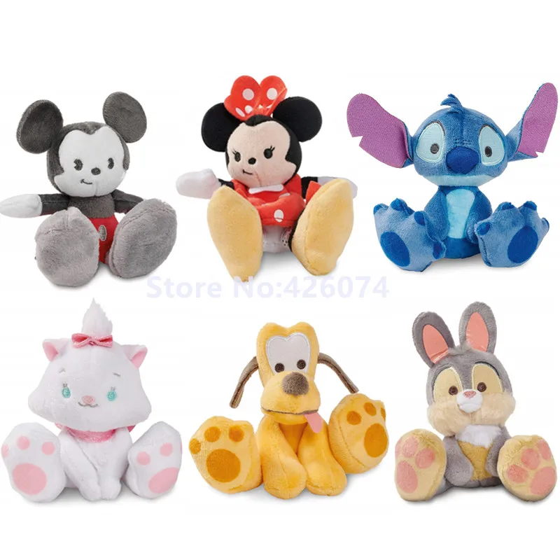 

New Mickey Minnie Pluto Stitch Marie Abu Sulley Dalmatian Bambi Up Dug Mini Plush Kids Stuffed Toys For Children Gifts 10CM