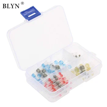 100 個 50 個はんだシール電線コネクタ熱収縮バット端子電気絶縁海洋防水銅コネクタボックス