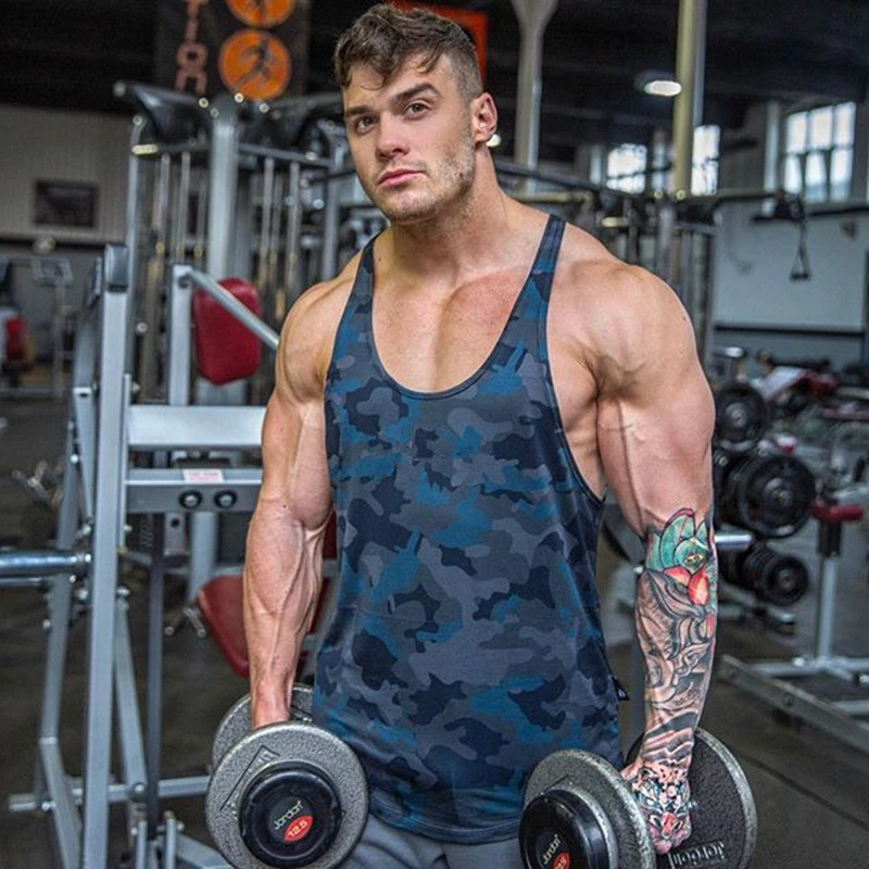 

Men's FashionTank Tops fitness Bodybuilding camouflage Tank Tops Men Fitness Sleeveless Vest Singlets Muscle Shirt