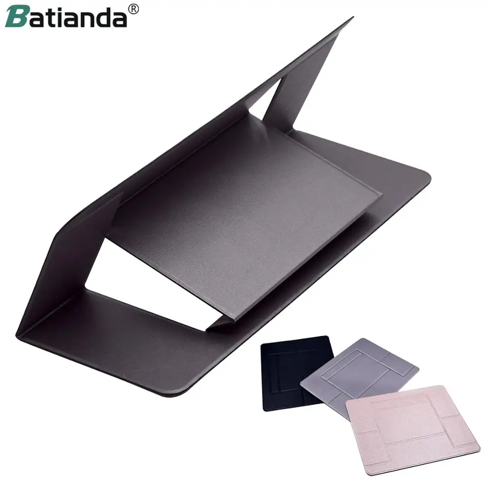 

Folding Portable Laptop Stand Adjustable Viewing Angle Ultra Thin Lightweight PU Notebook Tablet Computer Holder