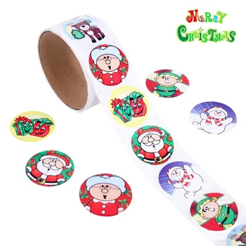 

200pcs christmas smile face sticker Santa Claus round Label Paper teacher rewards children gift