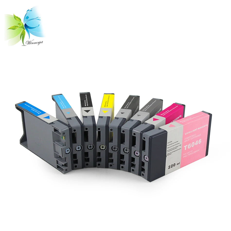 

220ml Compatible Disposable Ink Cartridge, For Epson Stylus Pro 7800 9800 Inkjet Printer T6041 T6048 T6042 T6043 T6044 T6045