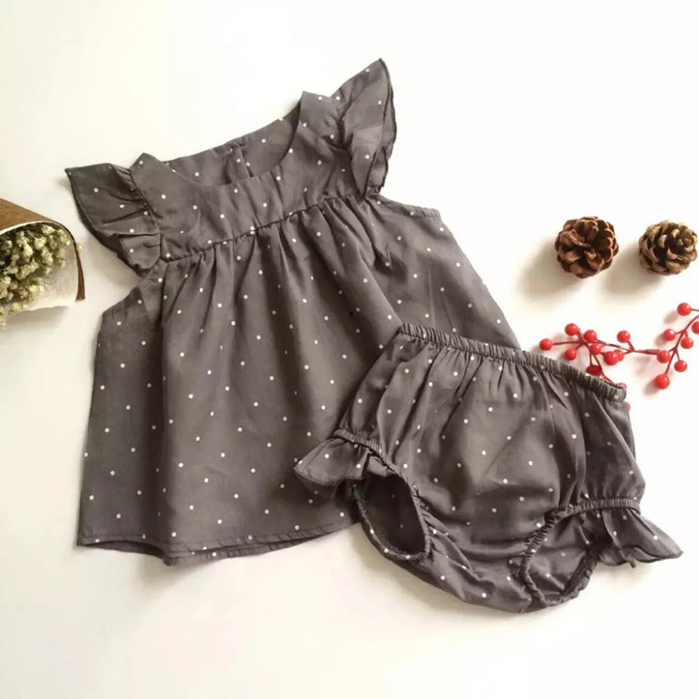 

MUQGEW High Quality Sweet Summer New Girls' Clothing Sets Flutter Sleeve Top+Shorts Suits Romper Bodysuit Outfits Children Sets