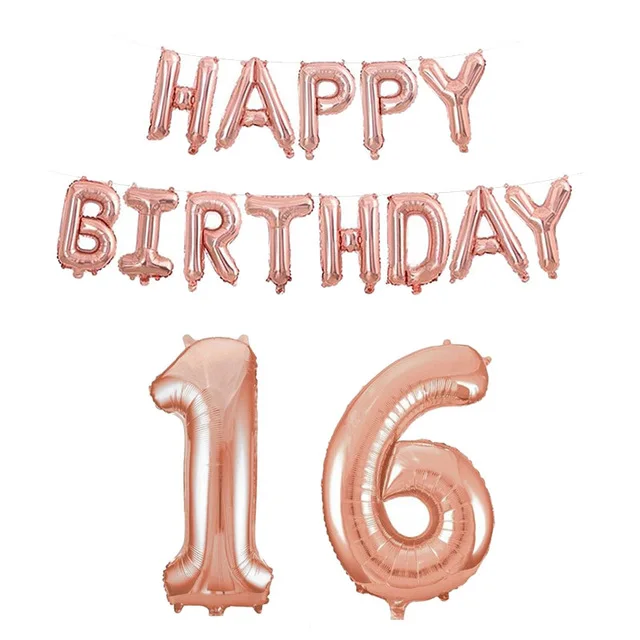 18 дней рождения с днем рождения воздушные шары для взрослых день рождения доступны розовые золотые воздушные шары фольги наступающие вечерние украшения - Цвет: 16 Happy Birthday