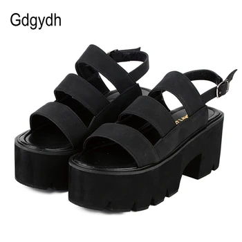 

Gdgydh Rome Style Ankle Wrap Fashion Women Sandals 2019 New Summer Ladies Platform Shoes Woman Casual Shoes Black Comfortable