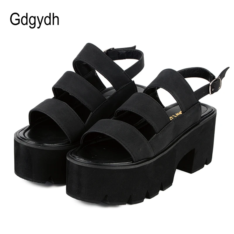 Женские сандалии Gdgydh черные на платформе с ремешком щиколотке лето 2019|Боссоножки