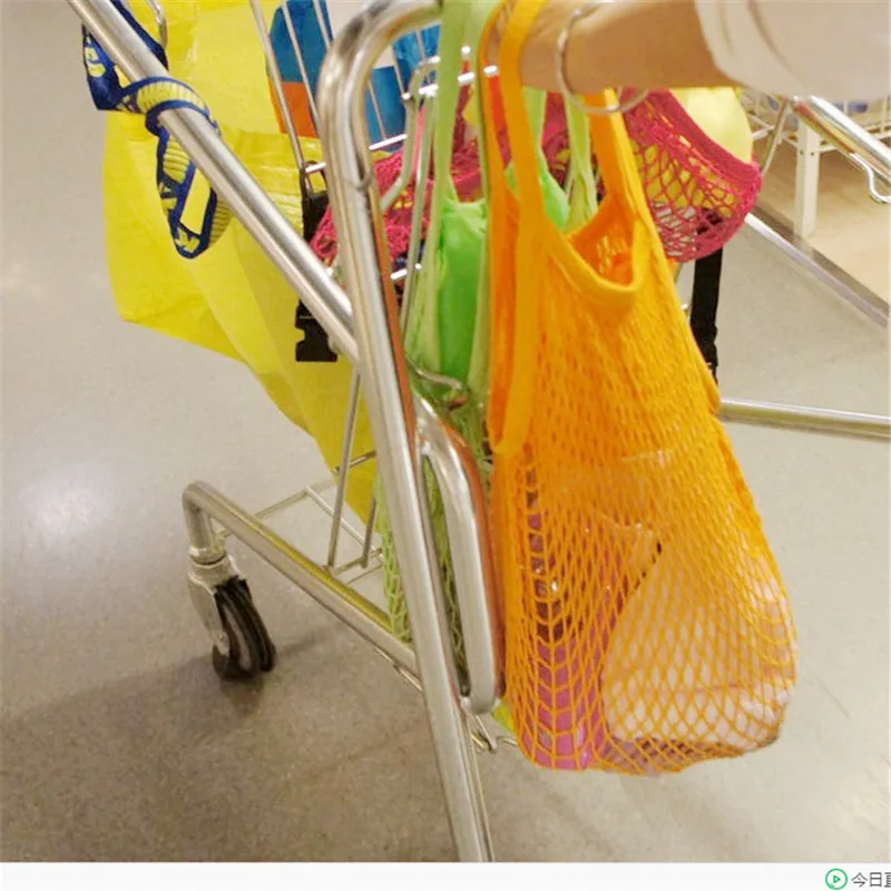 2019 New Mesh Net Shopping Bag Reusable Foldable Cotton Fruit Grocery Shopper Women Shoulder Bag Tote Case