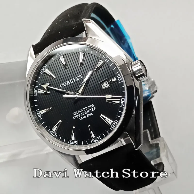 

41mm Corgeut Black Dial Stainless Steel Case Movement Mens Watch 2749