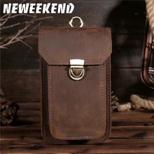 2017New Men's Crazy Horse Genuine Leather Waist Bag Vintage Hip Belt Bum Pack Travel Fanny Pack Belt Loops Purse Pouch B2089 misfits crazy horse cow leather mens waist bag genuine leather travel small fanny pack belt loops hip bum bag male phone pouch