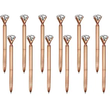 10 шт. большая кристальная Алмазная ручка Металлические Шариковые черные чернила для ручки кольцо свадебное офисное металлическое кольцо шариковая ручка розовое золото подарок