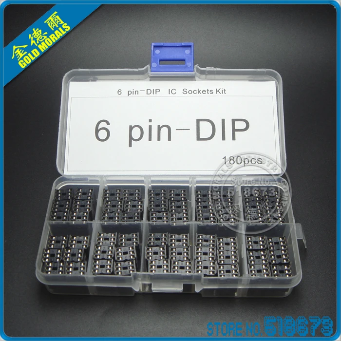 180pcs/set 6 pins DIP IC Sockets Adaptor Solder Type Socket Kit