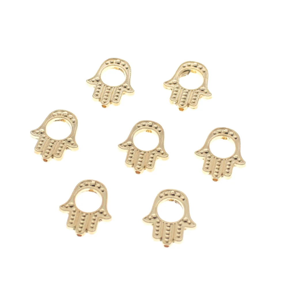 

Lavida 50Pcs Gold Hamsa Hand Beads And Metal Frame Beads For Snake Chain Charm for Bracelet jewelry Accessories