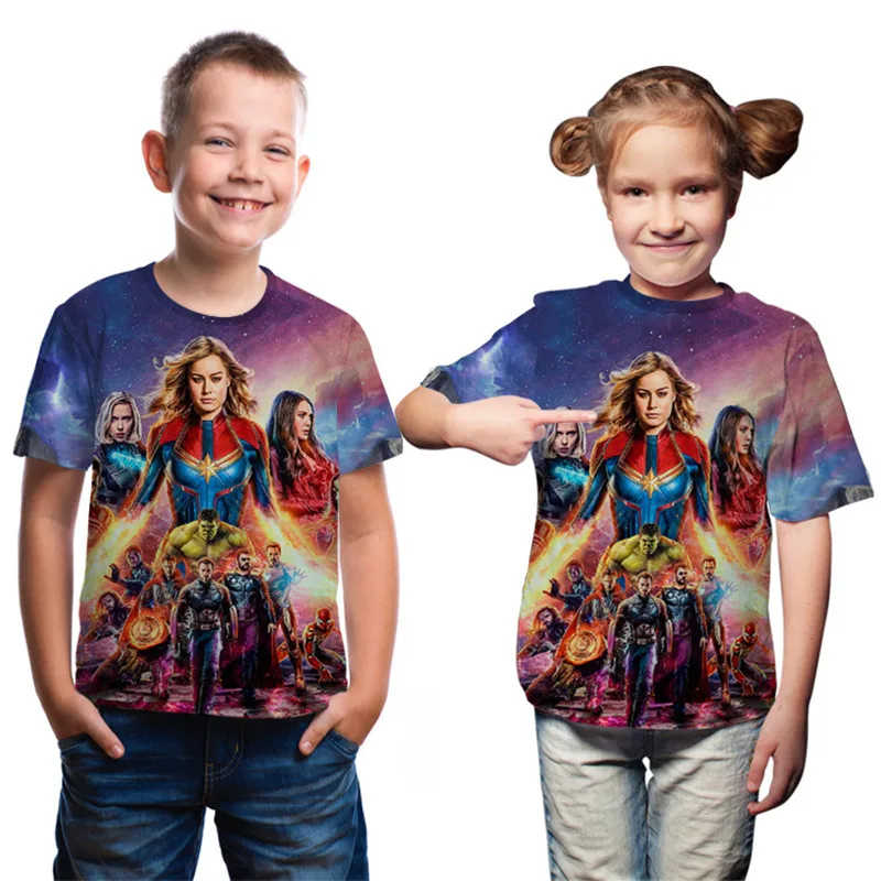 Летние футболки, футболка для мальчиков Одежда для детей одежда с короткими рукавами для мальчиков с героями мультфильма «мстители», «конечная игра квантовое царство» Детская футболка Marvel для маленьких мальчиков - Цвет: as pictures