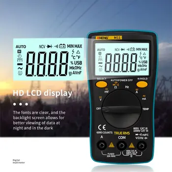 

Multimeter 6000 Counts M11 Portable Automatic Range Multi-Meter Battery-Operated Capacitor True-Ams Digital Voltmeter With Auto-