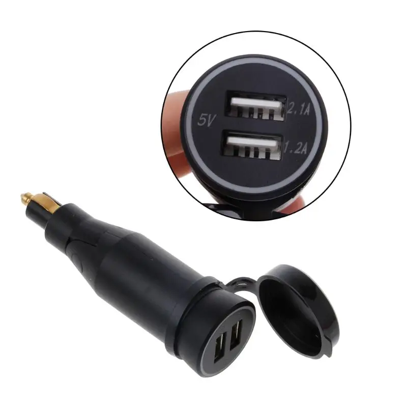 DIN3.1A Motorcycle Waterproof Power Adapter Dual USB Charger With Cigarette Lighter For BMW Hella DIN Motor Jy18 19 Dropship |