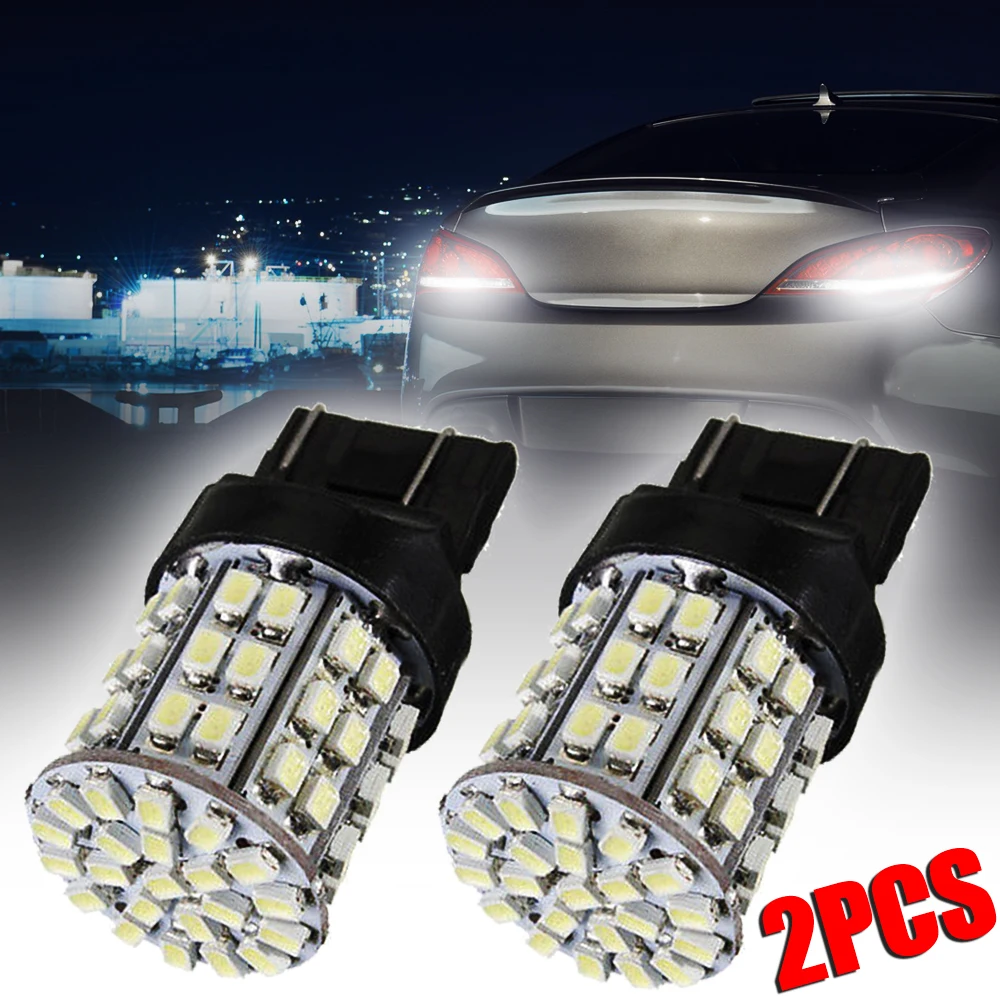 Mayitr 2pcs 7443 64LED Backup Reverse Light Super White Car Signal Lamp Brake Light Bulb 7440 7444 7441 992 992A W21W