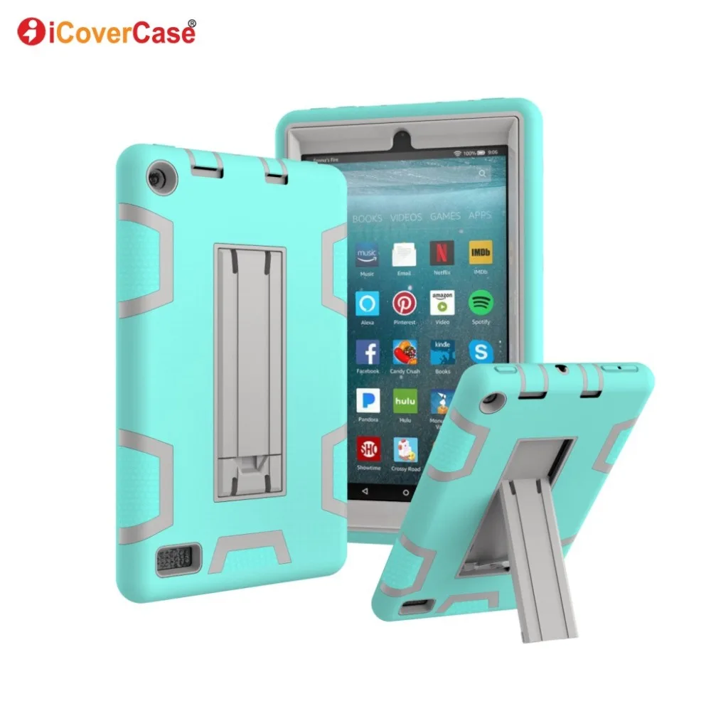

Silicon+PC Full Body Protector Case For Amazon Kindle Fire 7 (2017) 7" Case Cover High Resistant Drop resistance Shockproof