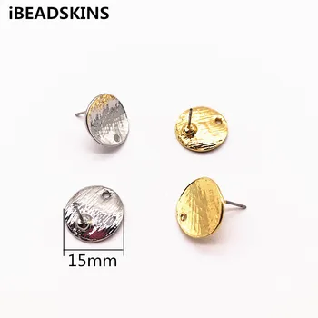 

New arrival! 15mm 100pcs/lot zinc alloy bend coin-shape Stud earring/earrings accessories/Earring parts for Jewelry DIY