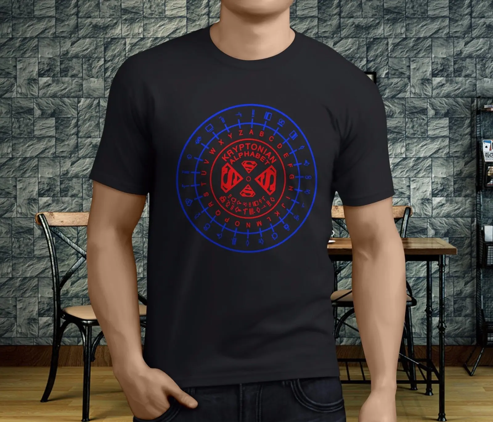 New Kryptonian Translator supermen Sheldon Cooper Men's Black T Shirt S 3XL-in T-Shirts from Men 