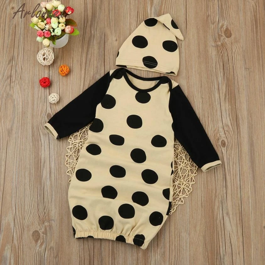 2017 fashionnewborn младенческой Дети для маленьких девочек пижама с длинными рукавами платье + комплект одежды с шляпой окт