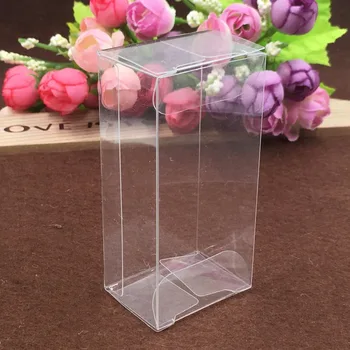 

3*4*8.2cm 50pcs clear plastic pvc boxes schachtel transparent box for candy/wedding gift jewelry display packaging boxes