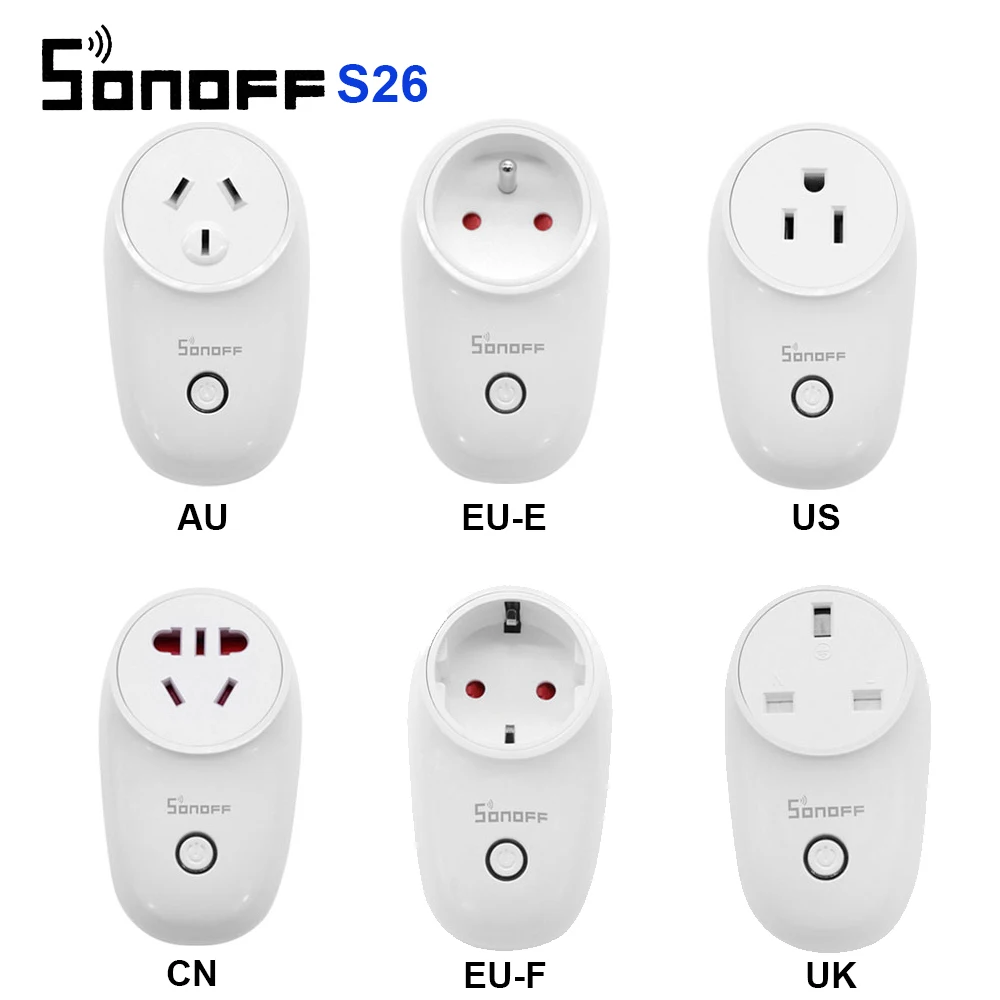 

Sonoff S26 WiFi Smart Socket AU/CN/EU/UK/US Wireless Plug Power Socket Smart Home Switch For Amazon Alexa Google Assistant IFTTT