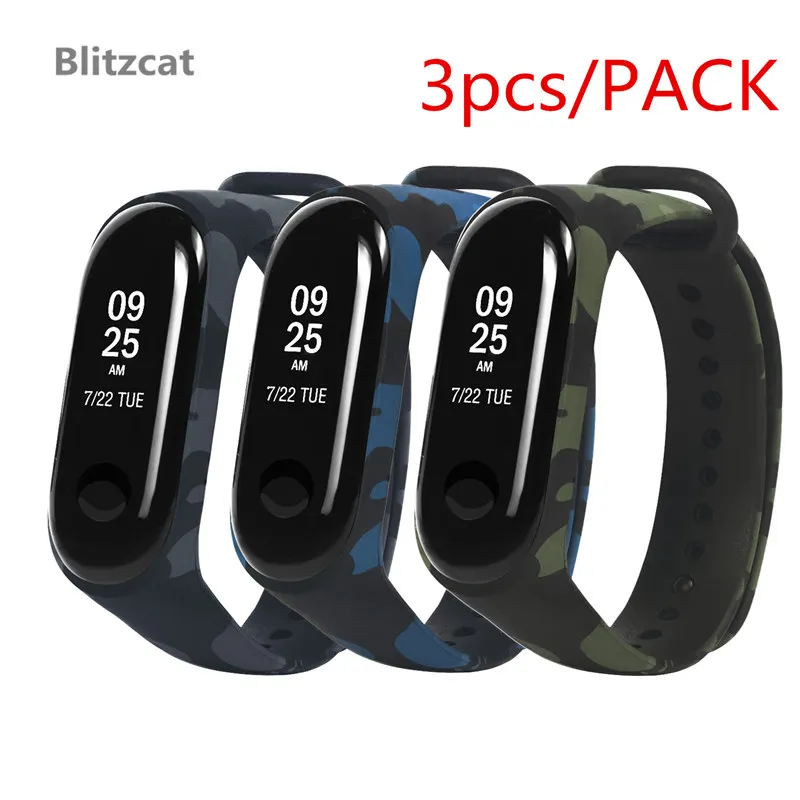 3 шт. в упаковке Камуфляжная Лента для miband ремешок pulsera на запястье стиль mi3 смарт