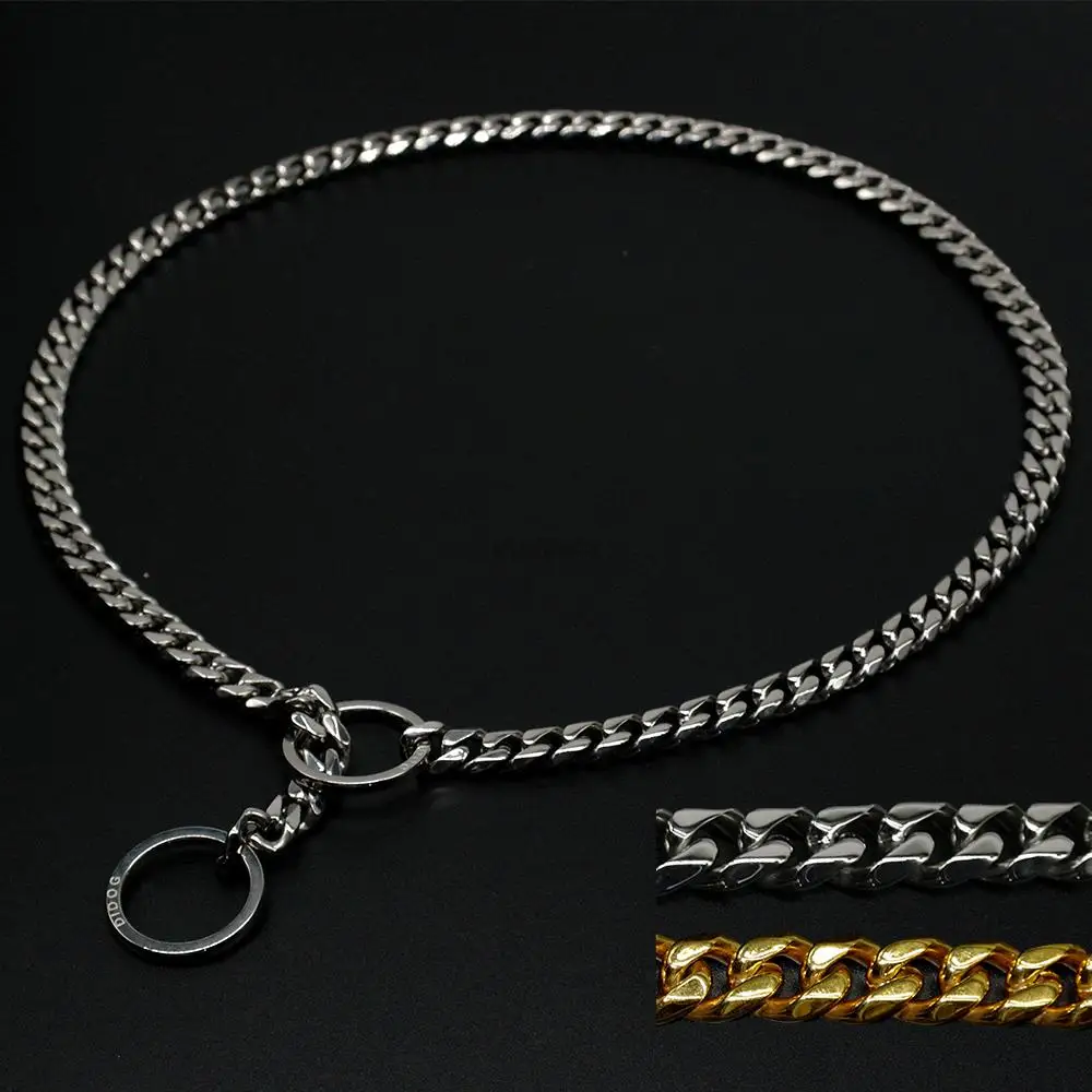 Нержавеющая сталь дроссель ошейник металлическая цепь с 3 мм звено для питбуль бульдог с бесплатным подарком 7 размеров