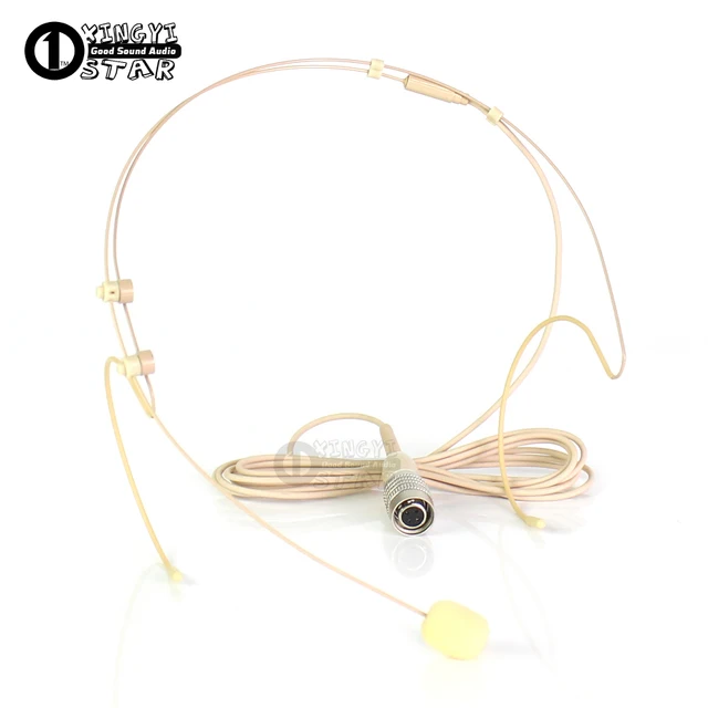 Beige 4 Pins Hirose Plug Headworn Mic Earset Headset Microphone For Audio Technica Wireless Bodypack AEW 4000a T1000a 5000a 5000