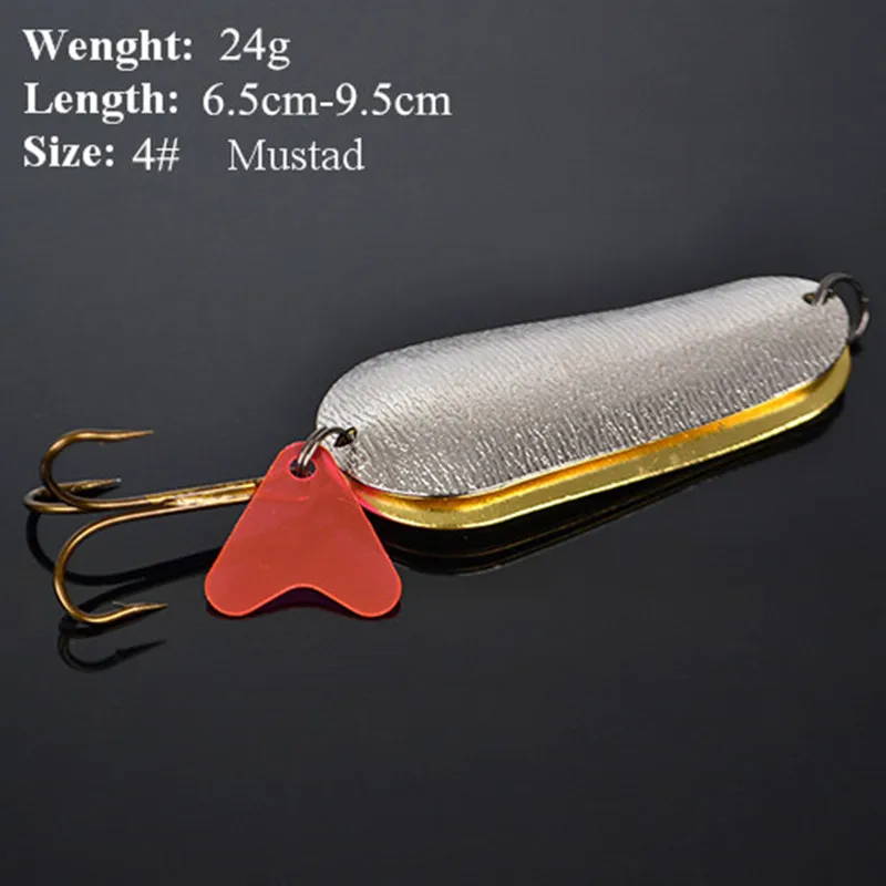 1PC 24g 9.5cm Silver Color Brand Spoon Fishing Lure With 5 Mustad Hook